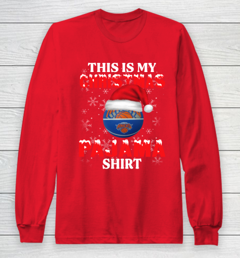 New York Knicks This Is My Christmas Pajama Shirt NBA Long Sleeve T-Shirt 7
