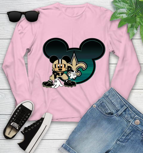 NFL New Orleans Saints Mickey Mouse Disney Football T Shirt Youth Long Sleeve 10