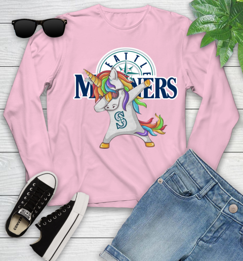 Seattle Mariners MLB Baseball Funny Unicorn Dabbing Sports Youth Long Sleeve 10