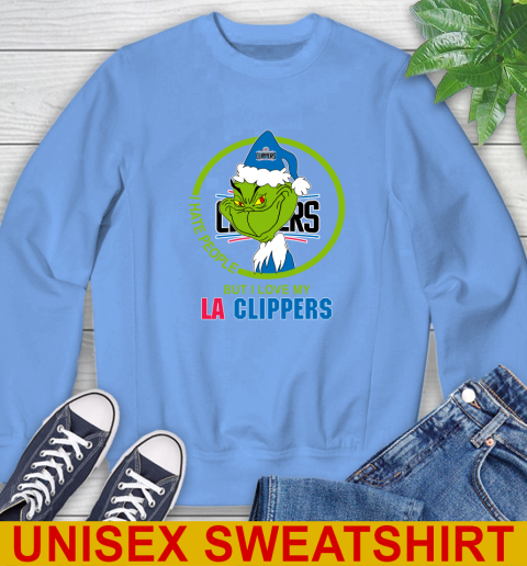 LA Clippers NBA Christmas Grinch I Hate People But I Love My Favorite Basketball Team Sweatshirt 11