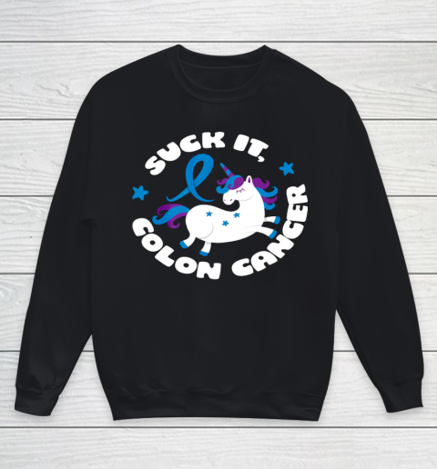 Colon Cancer Shirt Suck It Colon Cancer Funny Unicorn Gift Youth Sweatshirt