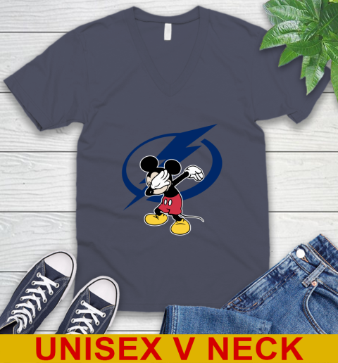 Tampa Bay Lightning NHL Hockey Dabbing Mickey Disney Sports V-Neck T-Shirt - Image 9