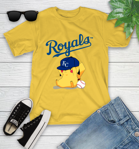MLB Pikachu Baseball Sports Kansas City Royals Youth T-Shirt 8