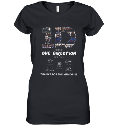 10 Years Of One Direction 2010 2020 Signatures Women's V-Neck T-Shirt