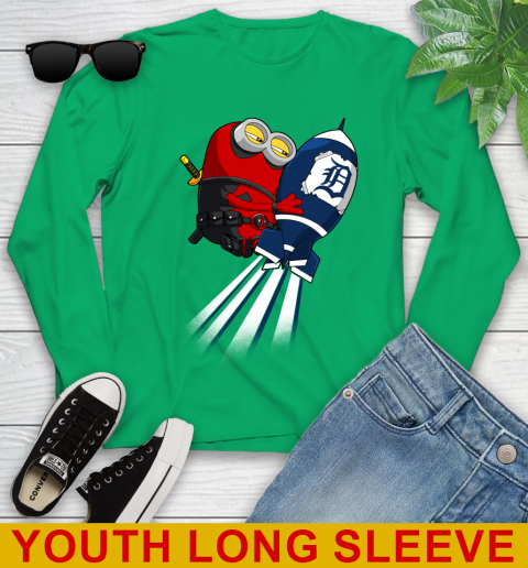 MLB Baseball Detroit Tigers Deadpool Minion Marvel Shirt Youth Long Sleeve 7