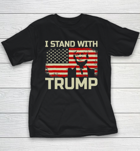 I Stand With Trump American Flag Youth T-Shirt