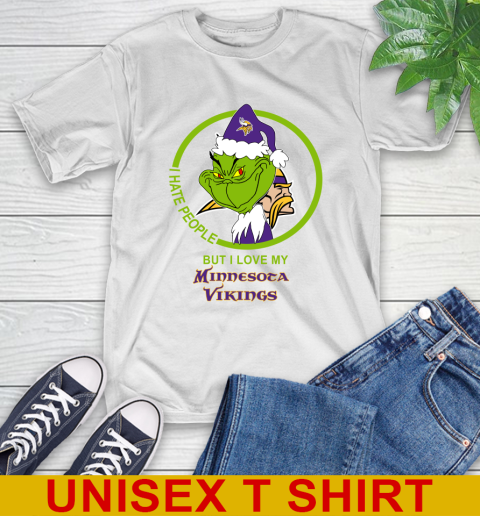 Minnesota Vikings NFL Christmas Grinch I Hate People But I Love My Favorite Football Team T-Shirt