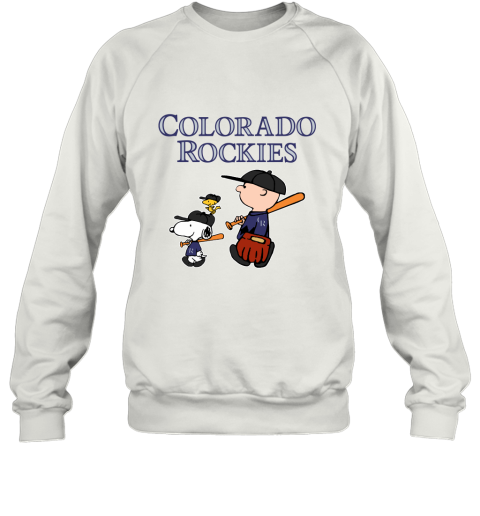 Colorado Rockies Let's Play Baseball Together Snoopy MLB Sweatshirt