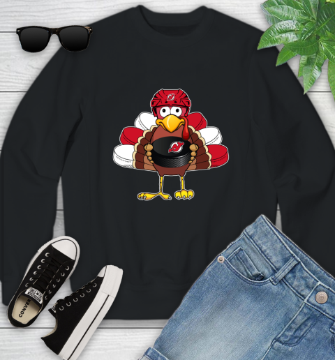 New Jersey Devils Turkey Thanksgiving Day Youth Sweatshirt 2