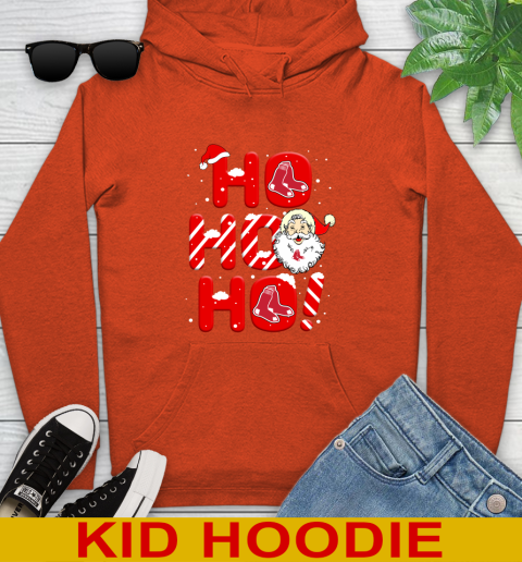 Boston Red Sox MLB Baseball Ho Ho Ho Santa Claus Merry Christmas Shirt Youth Hoodie - Image 5