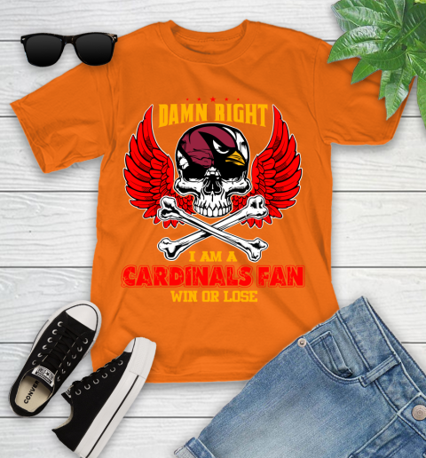 NFL Damn Right I Am A Arizona Cardinals Win Or Lose Skull Football Sports Youth T-Shirt 9
