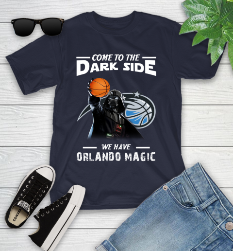 NBA Come To The Dark Side We Have Orlando Magic Star Wars Darth Vader Basketball Youth T-Shirt 2