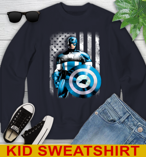 Carolina Panthers NFL Football Captain America Marvel Avengers American Flag Shirt Youth Sweatshirt 2