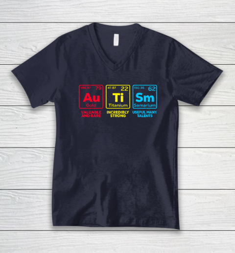 Autism Awareness Elements Periodic Table V-Neck T-Shirt 2