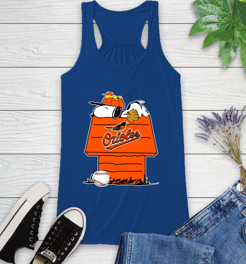 MLB Baltimore Orioles Snoopy Woodstock The Peanuts Movie Baseball T Shirt Racerback Tank 9