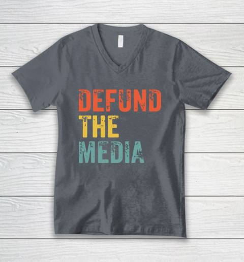 Defund The Media Retro Vintage V-Neck T-Shirt 5