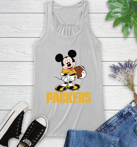NFL Football Green Bay Packers Cheerful Mickey Mouse Shirt Racerback Tank 2