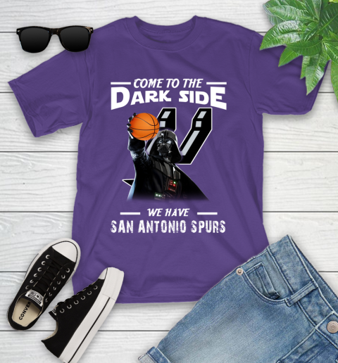 NBA Come To The Dark Side We Have San Antonio Spurs Star Wars Darth Vader Basketball Youth T-Shirt 3