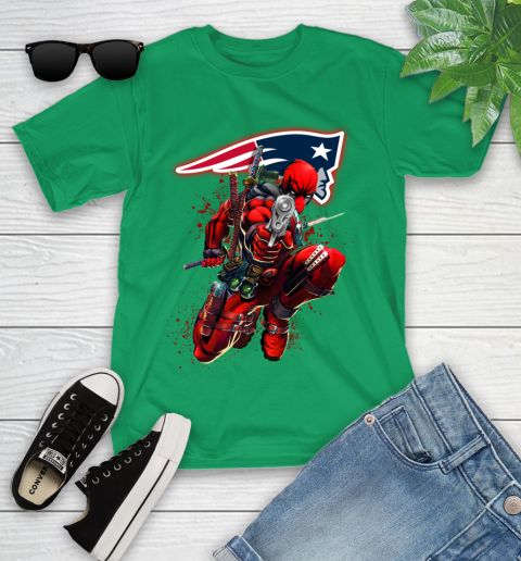 NFL Deadpool Marvel Comics Sports Football New England Patriots Youth T-Shirt 6