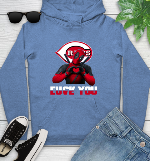 MLB Cincinnati Reds Deadpool Love You Fuck You Baseball Sports Youth Hoodie 13