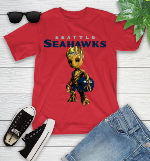 Seattle Seahawks NFL Football Groot Marvel Guardians Of The Galaxy Youth T-Shirt 10