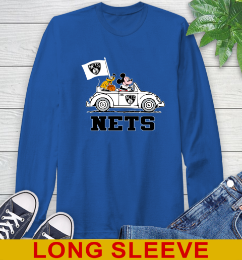 NBA Basketball Brooklyn Nets Pluto Mickey Driving Disney Shirt Long Sleeve T-Shirt 9