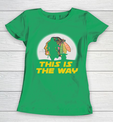 Chicago Blackhawks NHL Ice Hockey Star Wars Yoda And Mandalorian This Is The Way Women's T-Shirt 5
