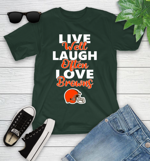 NFL Football Cleveland Browns Live Well Laugh Often Love Shirt Youth T-Shirt 4