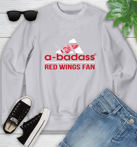 NHL A Badass Detroit Red Wings Fan Adidas Hockey Sports Youth Sweatshirt 3