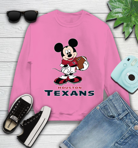 NFL Football Houston Texans Cheerful Mickey Mouse Shirt Youth Sweatshirt 6