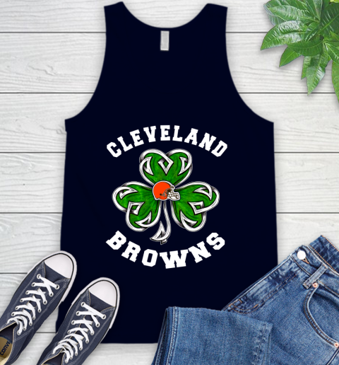 NFL Cleveland Browns Three Leaf Clover St Patrick's Day Football Sports Tank Top 2