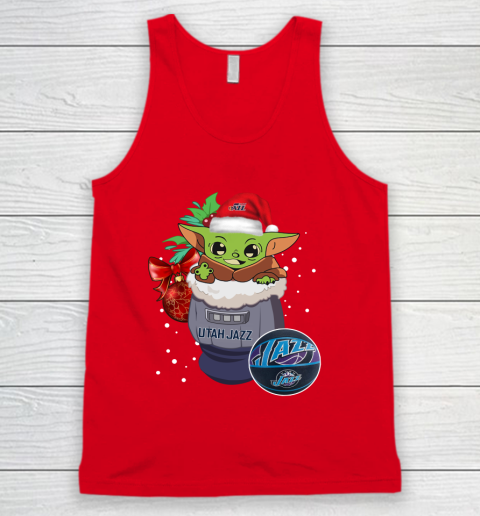 Utah Jazz Christmas Baby Yoda Star Wars Funny Happy NBA Tank Top 6