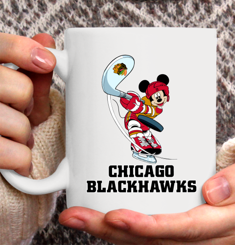 NHL Hockey Chicago Blackhawks Cheerful Mickey Mouse Shirt Ceramic Mug 15oz 2