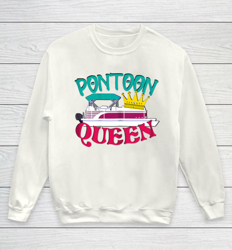 Pontoon Boat Queen T shirt New Boat Owner Captain Youth Sweatshirt