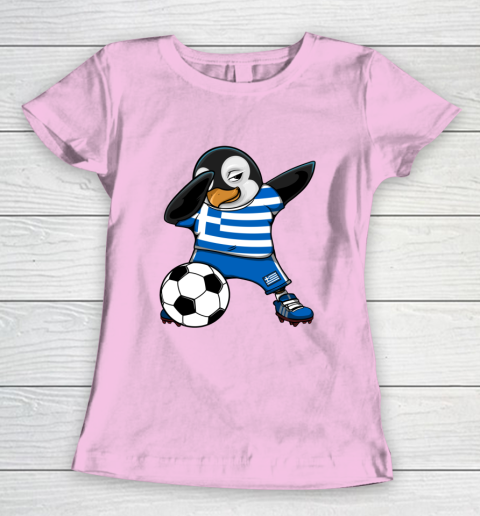 Dabbing Penguin Greece Soccer Fans Jersey Football Lovers Women's T-Shirt 6