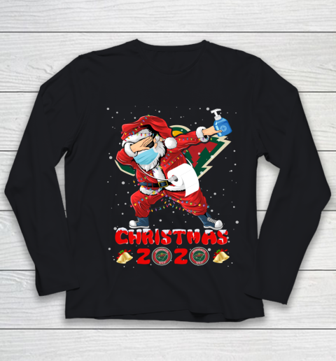 Minnesota Wild Funny Santa Claus Dabbing Christmas 2020 NHL Youth Long Sleeve