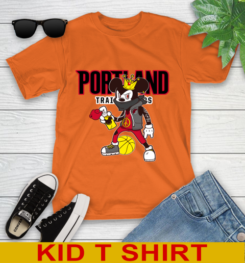 Portland Trail Blazers NBA Basketball Mickey Peace Sign Sports Youth T-Shirt 7