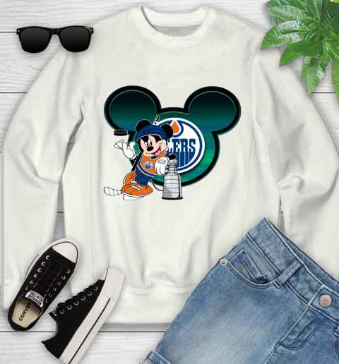 NHL Edmonton Oilers Stanley Cup Mickey Mouse Disney Hockey T Shirt Youth Sweatshirt