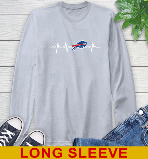 Buffalo Bills NFL Football Heart Beat Shirt Long Sleeve T-Shirt 6