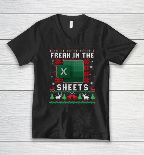 Freak In The Sheets Excel Ugly Christmas V-Neck T-Shirt