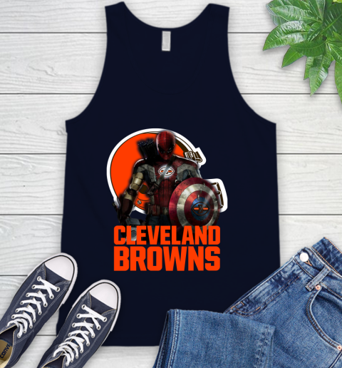 NFL Captain America Thor Spider Man Hawkeye Avengers Endgame Football Cleveland Browns Tank Top 3