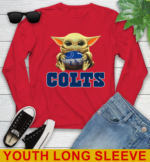 NFL Football Indianapolis Colts Baby Yoda Star Wars Shirt Youth Long Sleeve 11