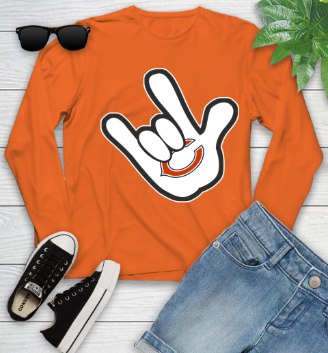 Chicago Bears NFL Football Mickey Rock Hand Disney Youth Long Sleeve 4