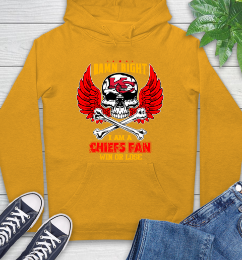 NFL Damn Right I Am A Kansas City Chiefs Win Or Lose Skull Football Sports Hoodie 2