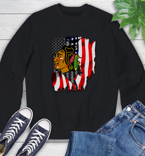 Chicago Blackhawks NHL Hockey American Flag Sweatshirt