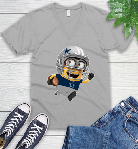 NFL Dallas Cowboys Minions Disney Football Sports V-Neck T-Shirt 4