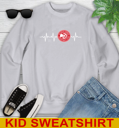Atlanta Hawks NBA Basketball Heart Beat Shirt Youth Sweatshirt 3