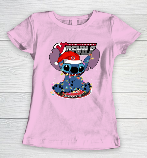 New Jersey Devils NHL Hockey noel stitch Christmas Women's T-Shirt 6