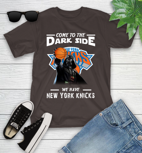 NBA Come To The Dark Side We Have New York Knicks Star Wars Darth Vader Basketball Youth T-Shirt 7