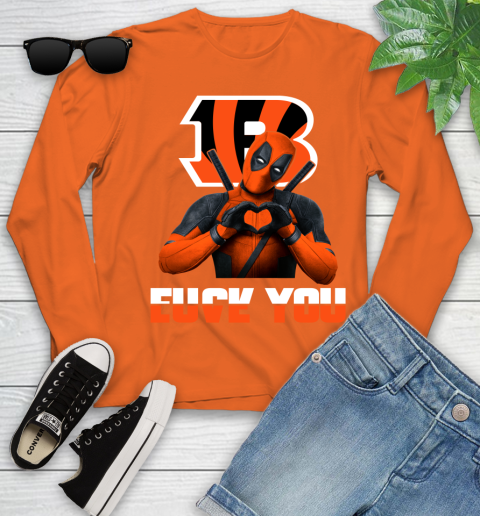 NHL Cincinnati Bengals Deadpool Love You Fuck You Football Sports Youth Long Sleeve 3